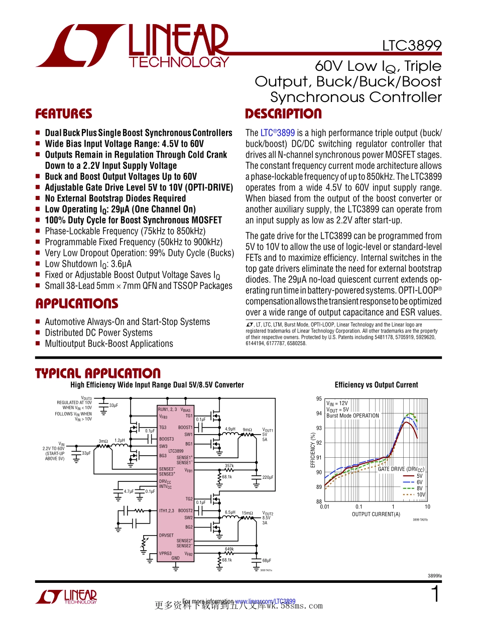 IC封装资料_电源管理芯片_LTC3899IUHF_PBF.pdf_第1页