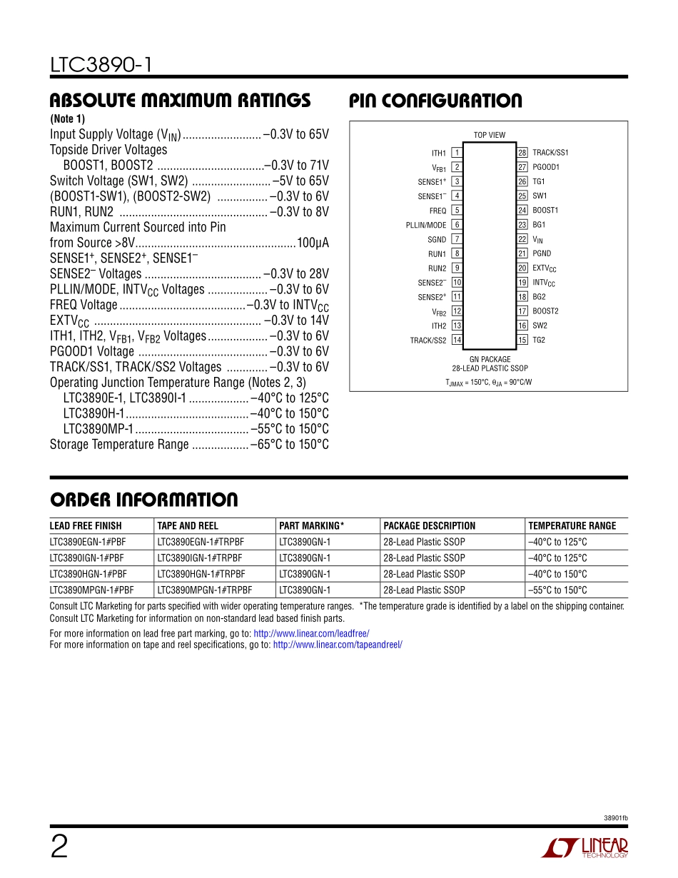 IC封装资料_电源管理芯片_LTC3890IGN-1_TRPBF.pdf_第2页