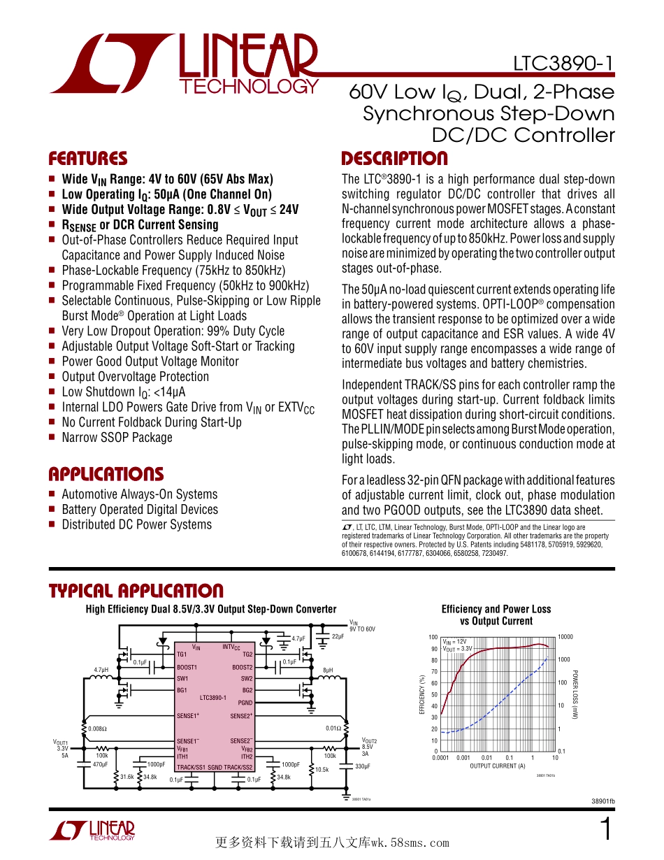 IC封装资料_电源管理芯片_LTC3890IGN-1_PBF.pdf_第1页