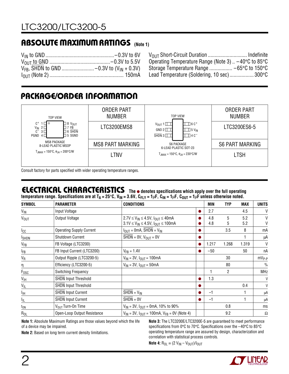 IC封装资料_电源管理芯片_LTC3200ES6-5_TRPBF.pdf_第2页