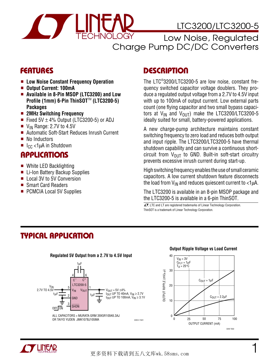 IC封装资料_电源管理芯片_LTC3200EMS8_TRPBF.pdf_第1页