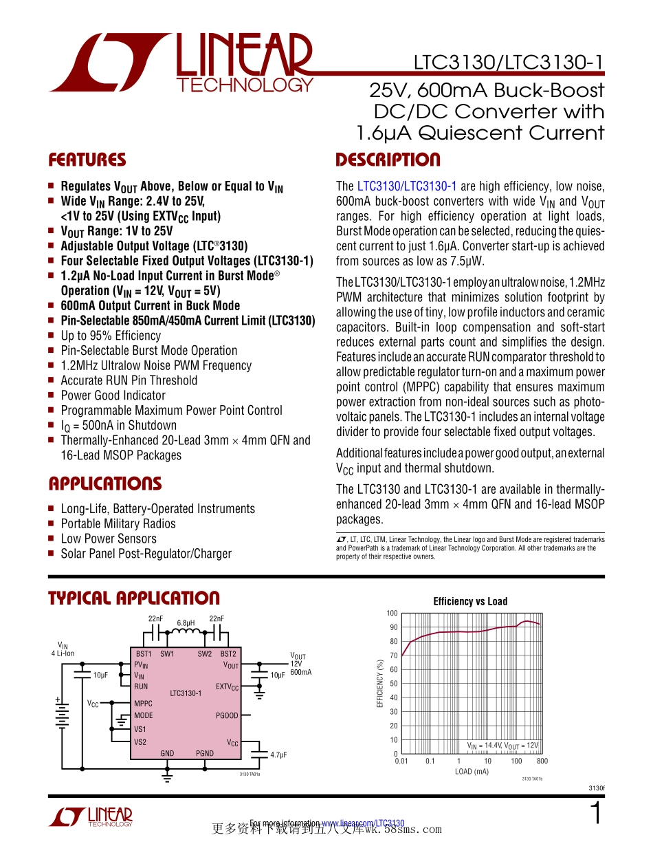 IC封装资料_电源管理芯片_LTC3130EMSE_TRPBF.pdf_第1页
