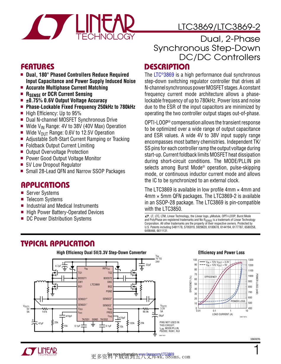 IC封装资料_电源管理芯片_LTC3869IUFD_TRPBF.pdf_第1页