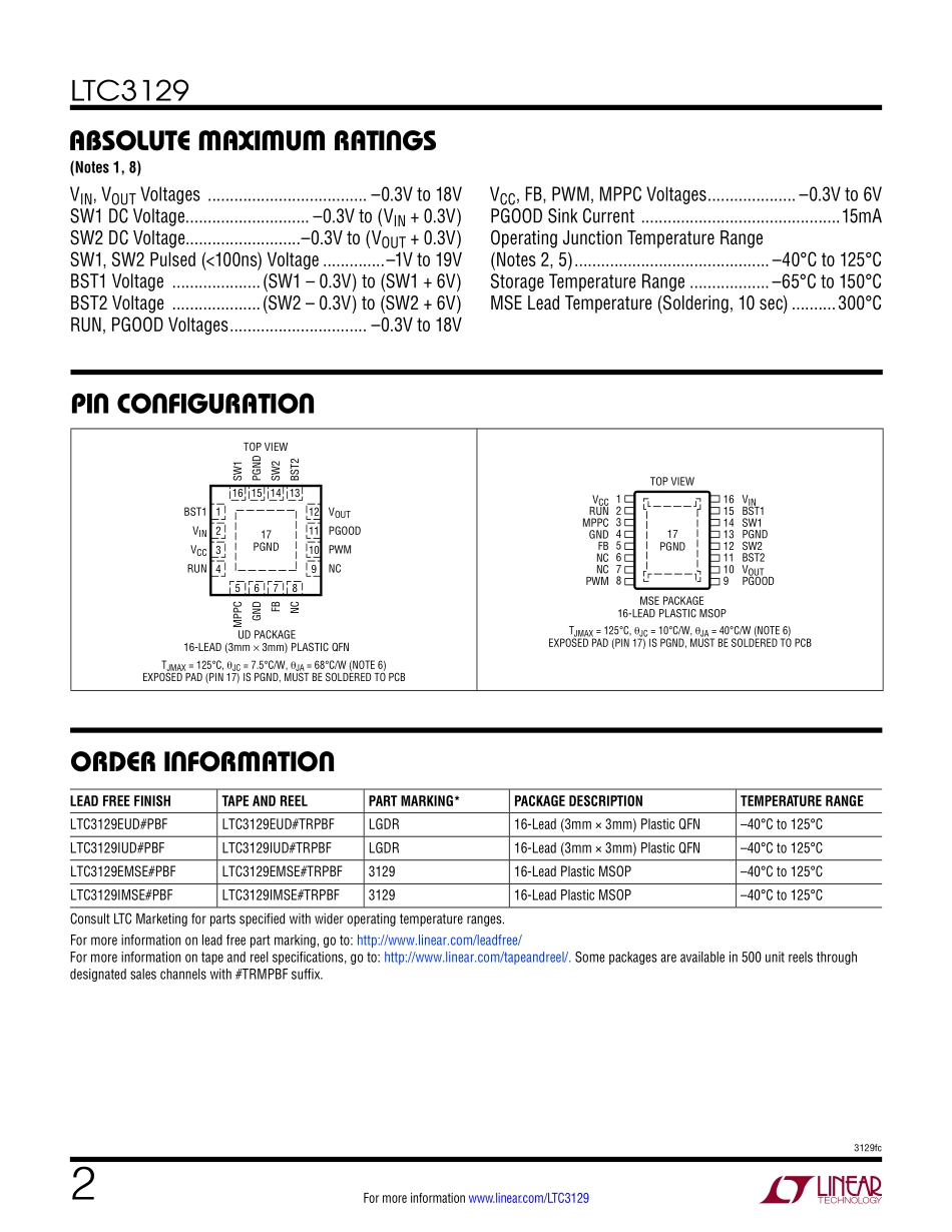 IC封装资料_电源管理芯片_LTC3129EMSE_TRPBF.pdf_第2页