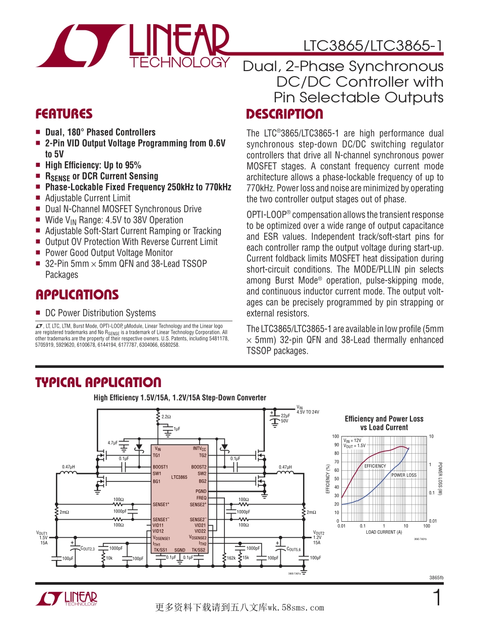 IC封装资料_电源管理芯片_LTC3865IUH-1_TRPBF.pdf_第1页