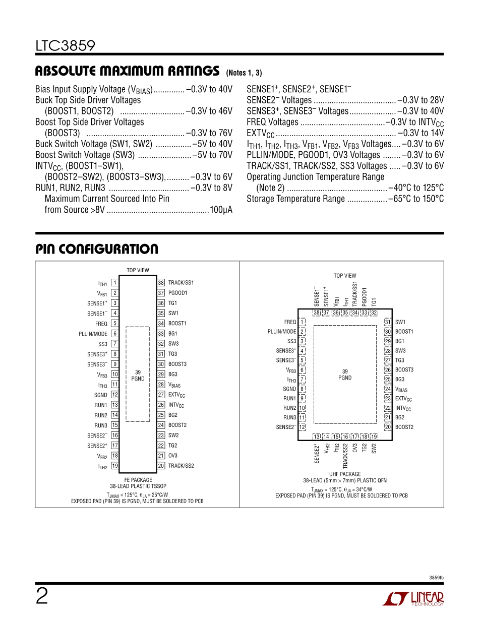 IC封装资料_电源管理芯片_LTC3859IUHF_TRPBF.pdf_第2页