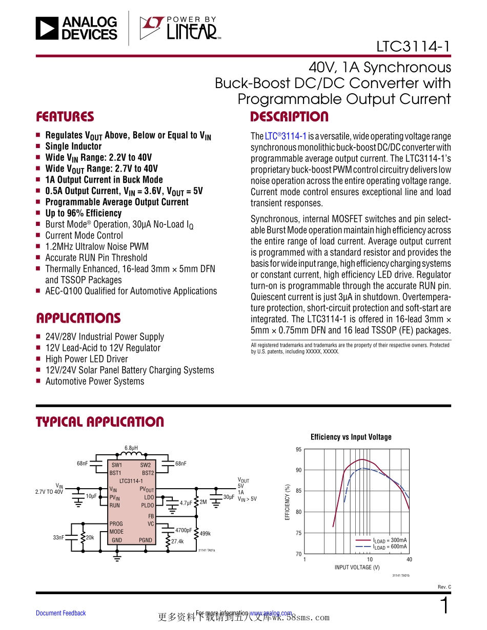 IC封装资料_电源管理芯片_LTC3114IDHC-1_PBF.pdf_第1页