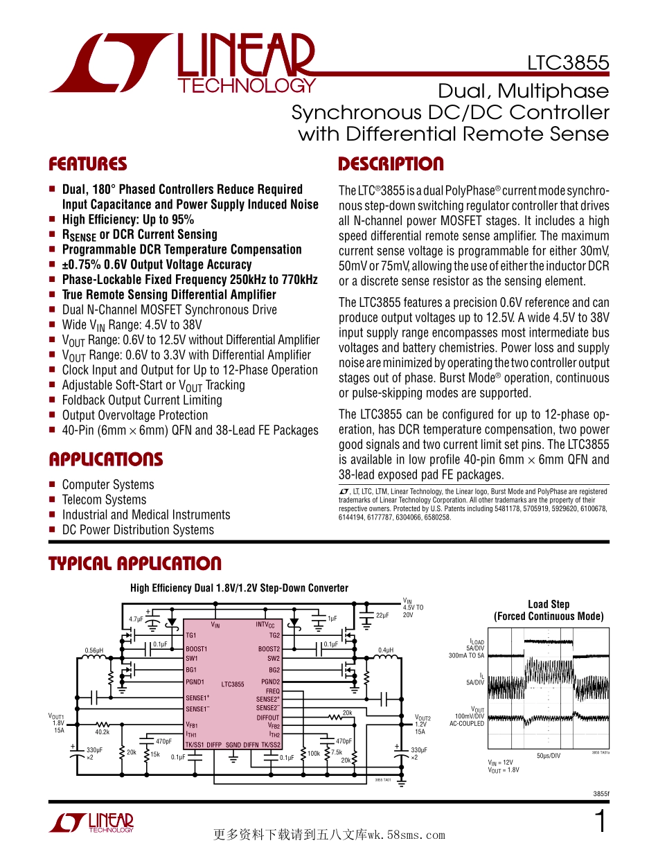 IC封装资料_电源管理芯片_LTC3855IUJ_TRPBF.pdf_第1页