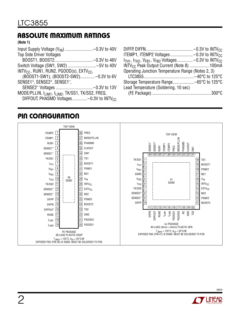 IC封装资料_电源管理芯片_LTC3855IUJ_TRPBF.pdf_第2页