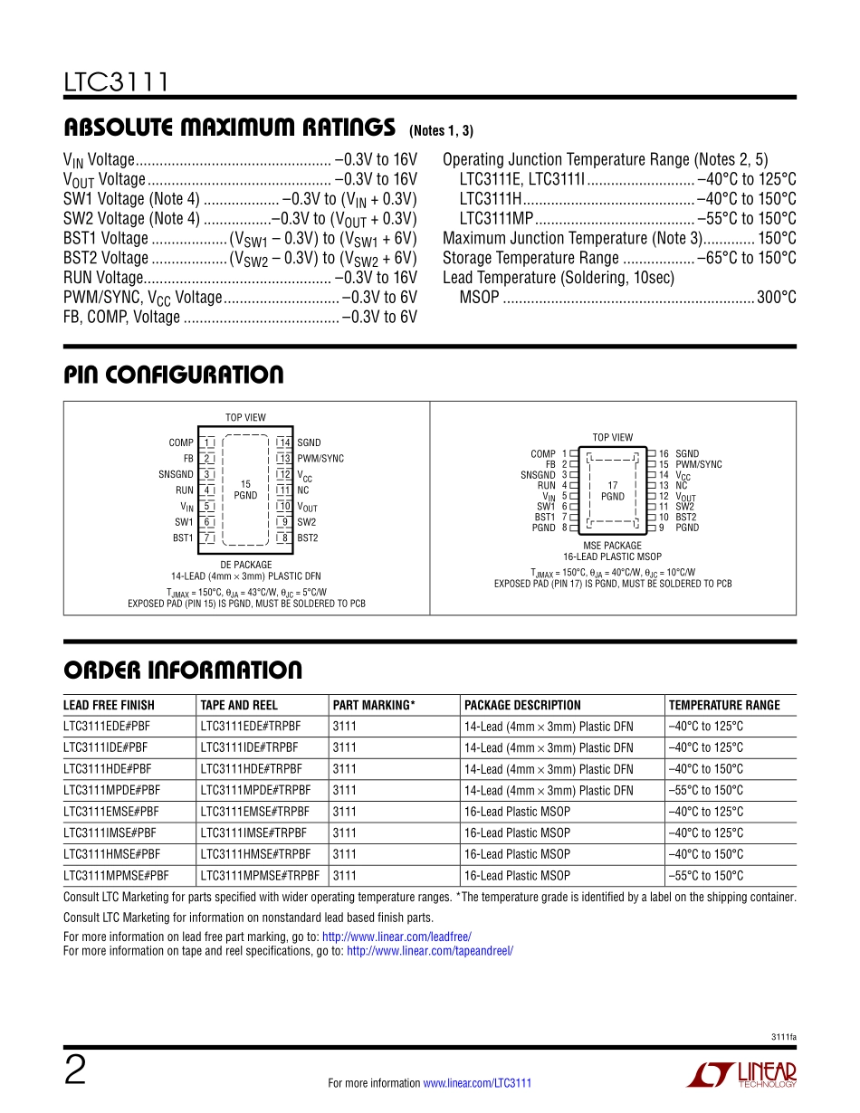 IC封装资料_电源管理芯片_LTC3111EMSE_PBF.pdf_第2页