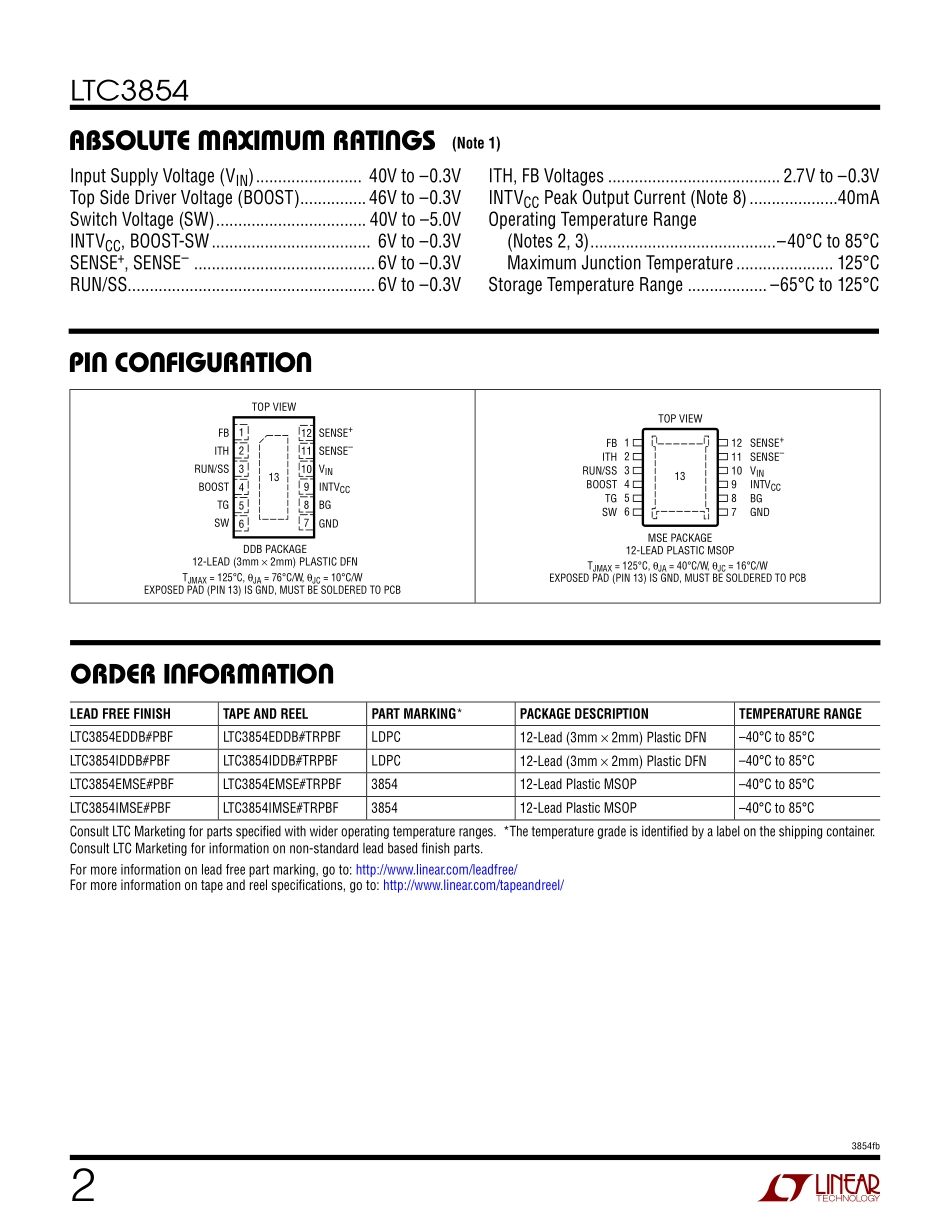 IC封装资料_电源管理芯片_LTC3854IMSE_TRPBF.pdf_第2页