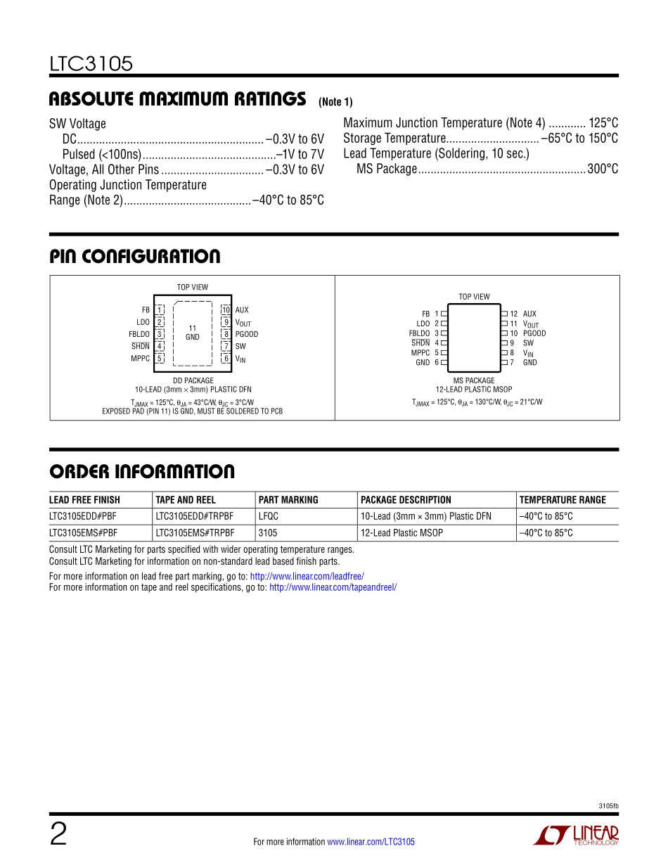 IC封装资料_电源管理芯片_LTC3105EMS_TRPBF.pdf_第2页