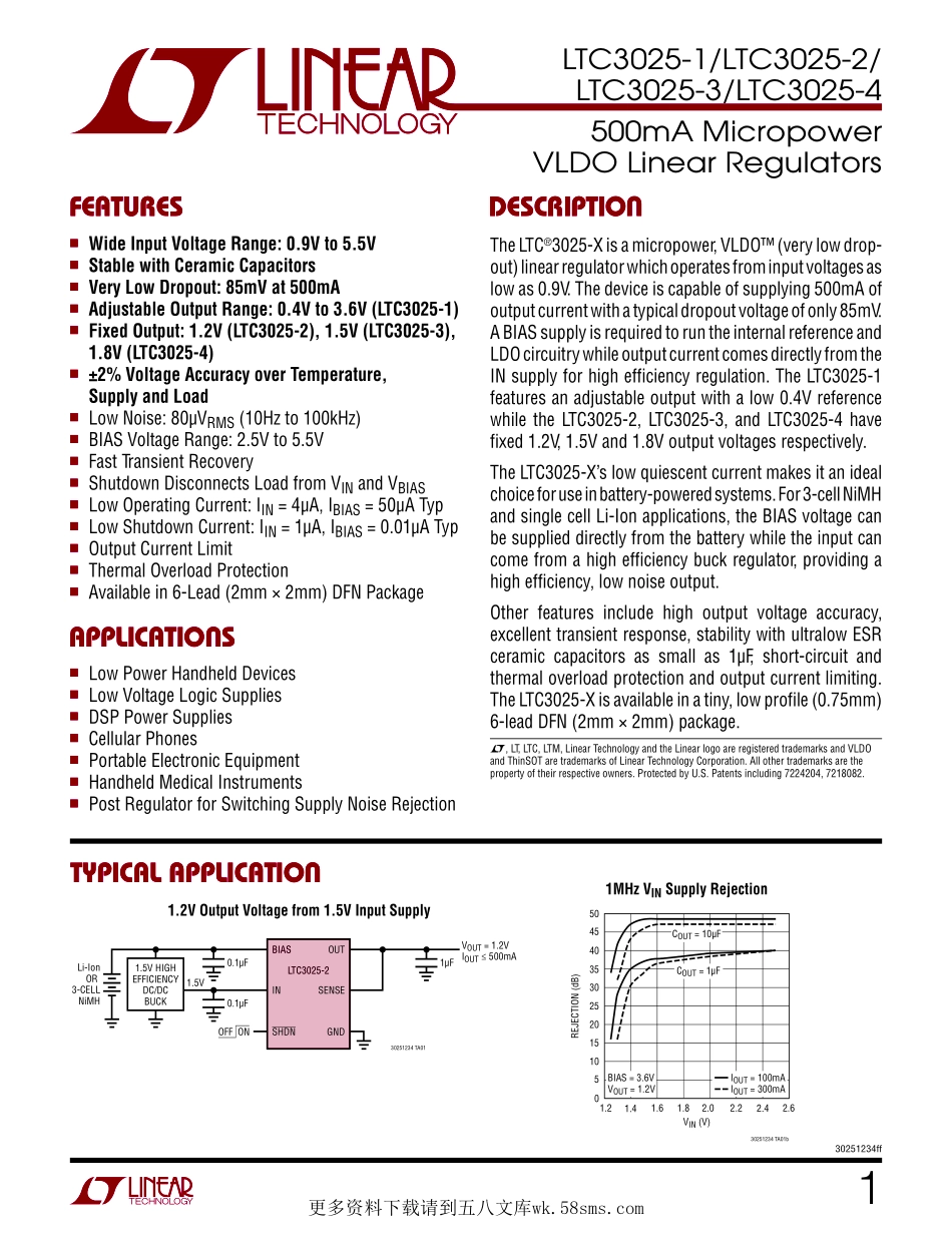 IC封装资料_电源管理芯片_LTC3025EDC-2_TRPBF.pdf_第1页