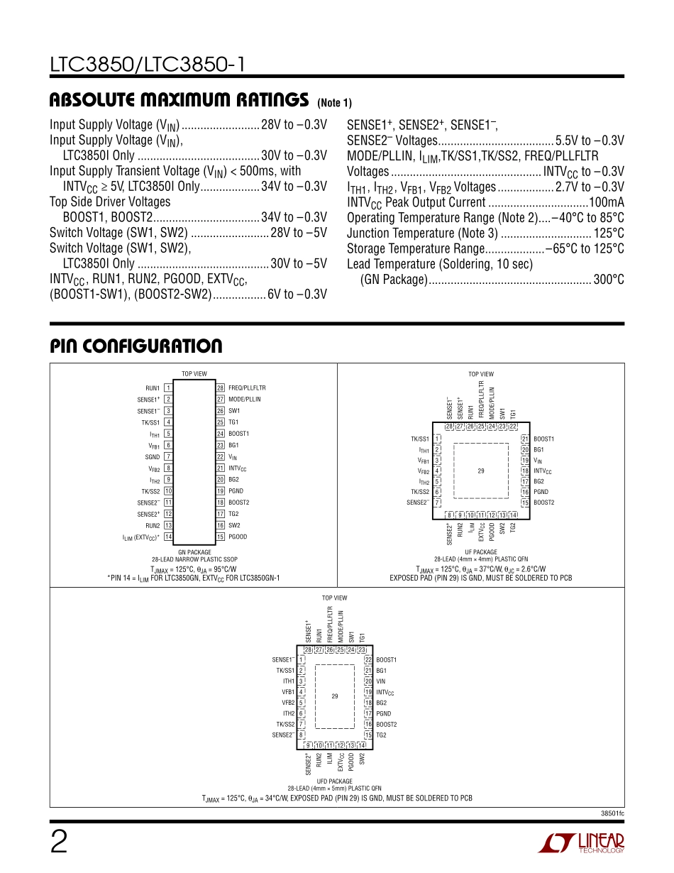 IC封装资料_电源管理芯片_LTC3850EUF_PBF.pdf_第2页