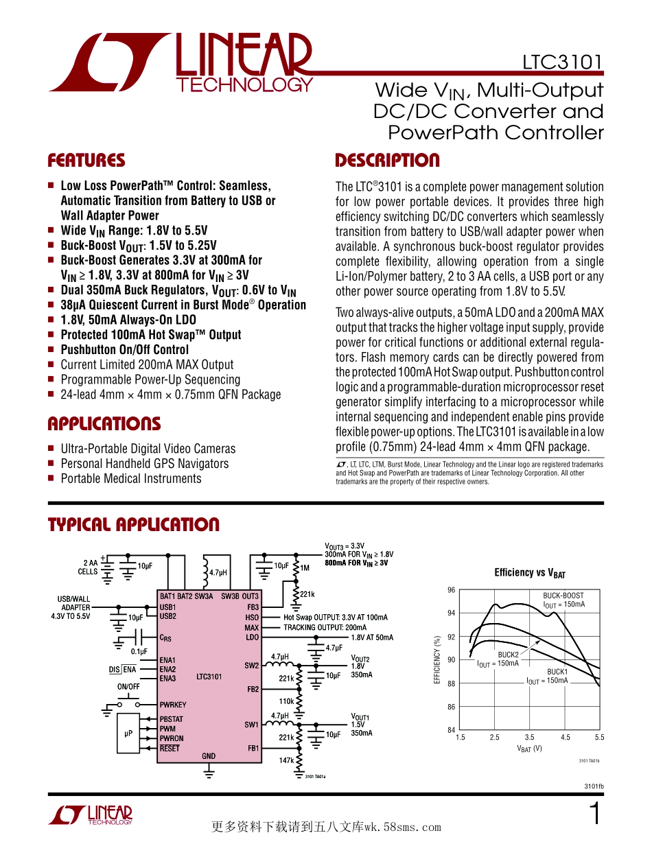 IC封装资料_电源管理芯片_LTC3101EUF_PBF.pdf_第1页
