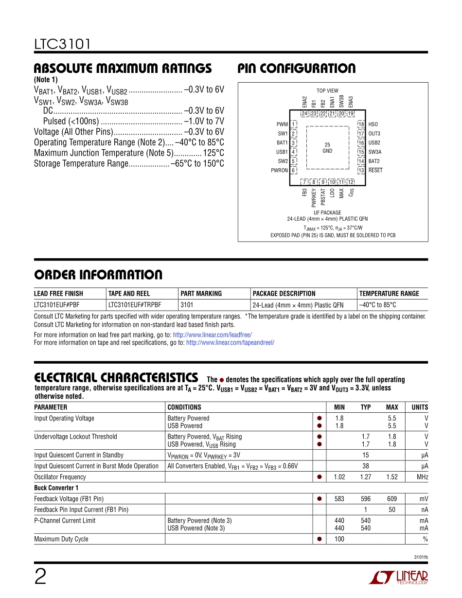 IC封装资料_电源管理芯片_LTC3101EUF_PBF.pdf_第2页