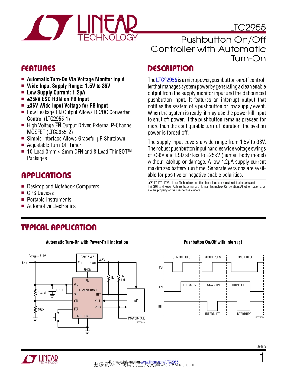 IC封装资料_电源管理芯片_LTC2955CDDB-1_TRMPBF.pdf_第1页