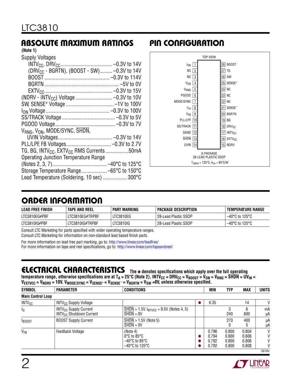 IC封装资料_电源管理芯片_LTC3810IG_TRPBF.pdf_第2页