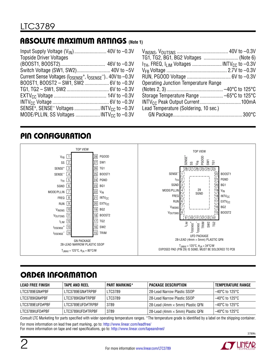 IC封装资料_电源管理芯片_LTC3789IGN_TRPBF.pdf_第2页