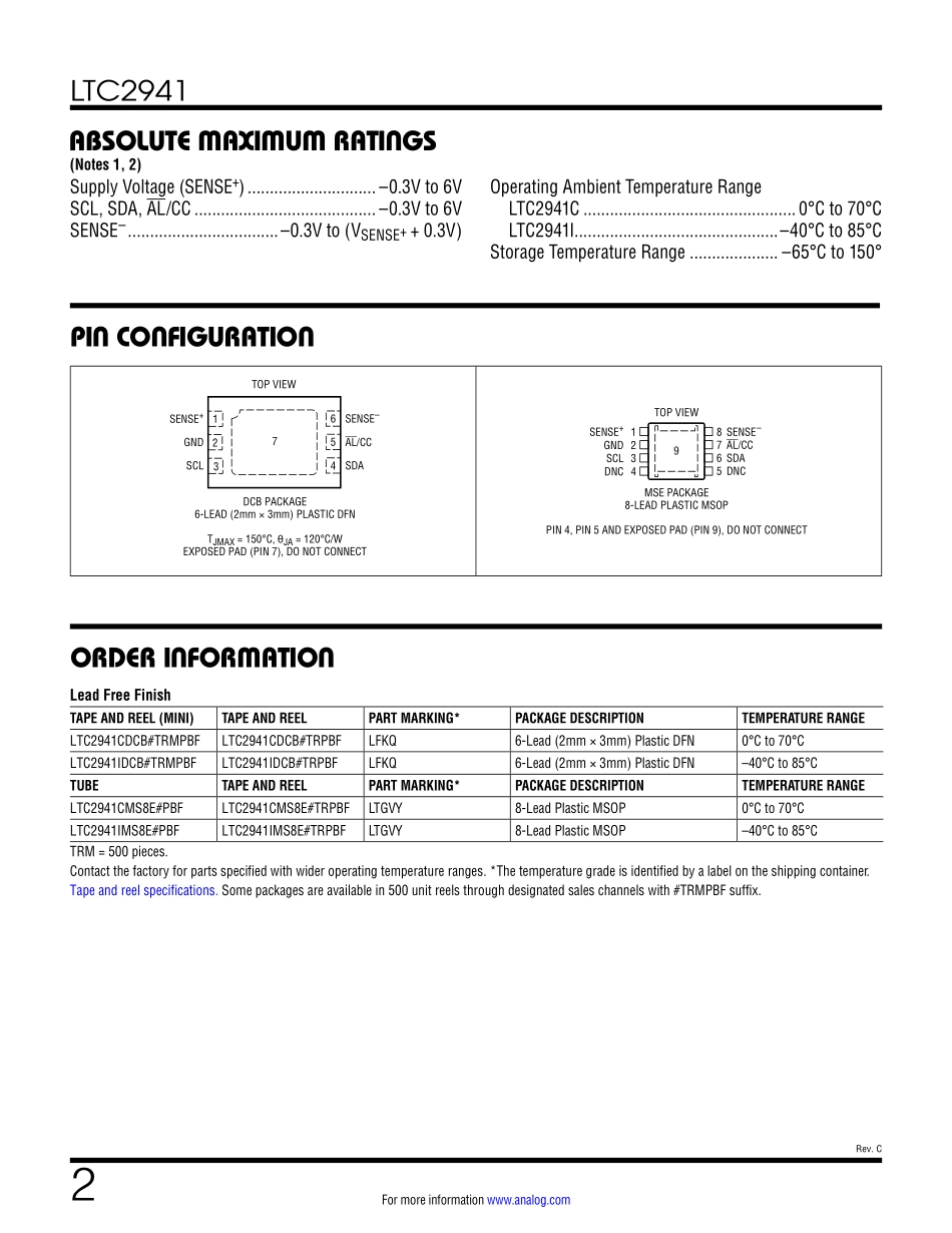 IC封装资料_电源管理芯片_LTC2941IDCB_TRPBF.pdf_第2页