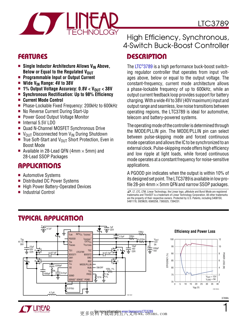 IC封装资料_电源管理芯片_LTC3789EUFD_TRPBF.pdf_第1页