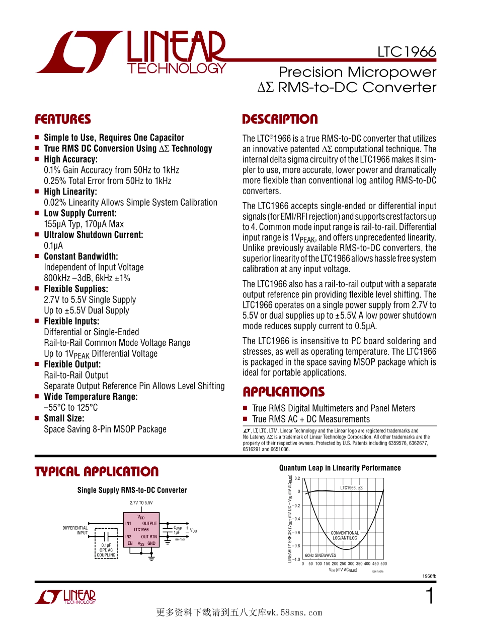 IC封装资料_电源管理芯片_LTC1966HMS8_PBF.pdf_第1页