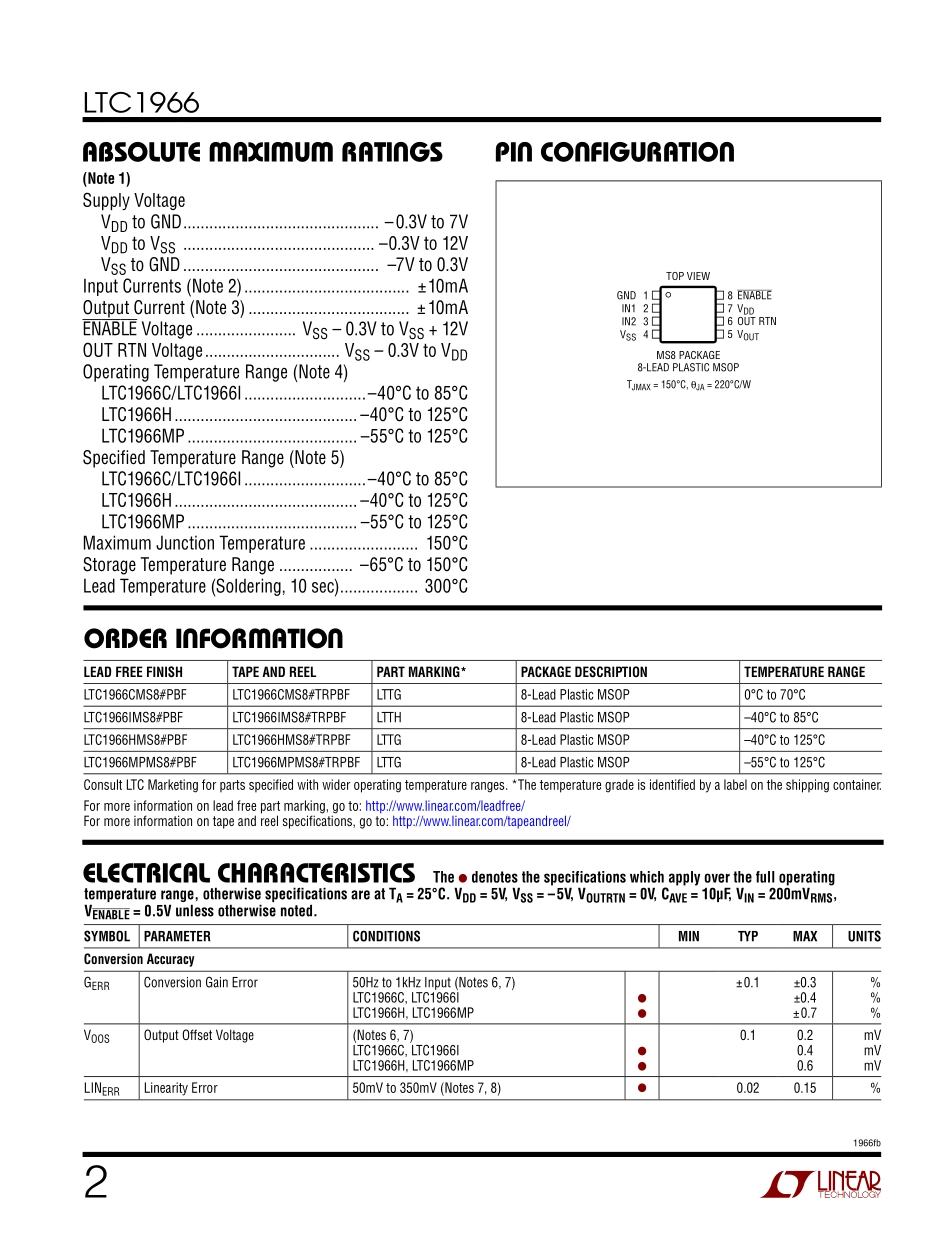 IC封装资料_电源管理芯片_LTC1966CMS8_PBF.pdf_第2页