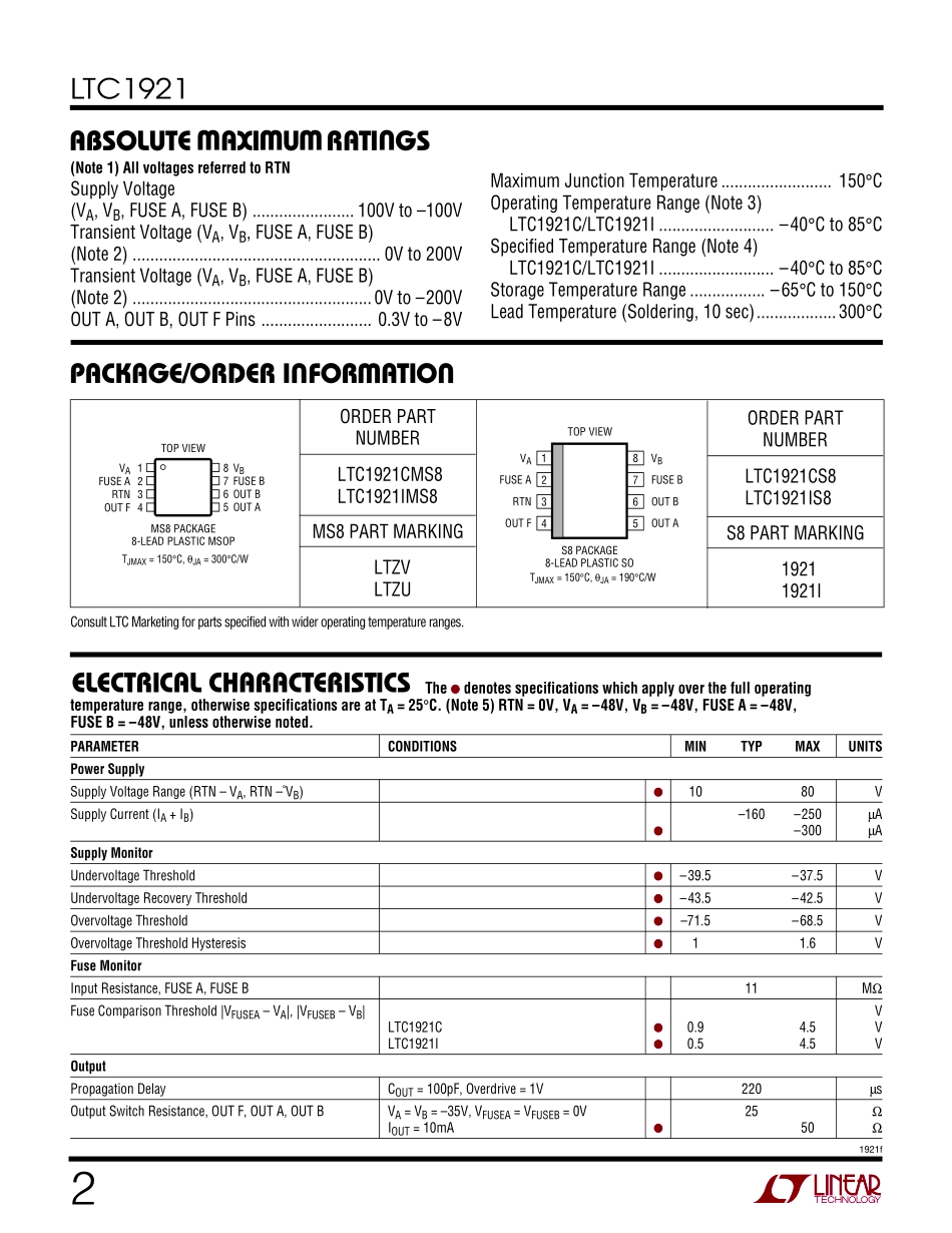 IC封装资料_电源管理芯片_LTC1921IS8_PBF.pdf_第2页