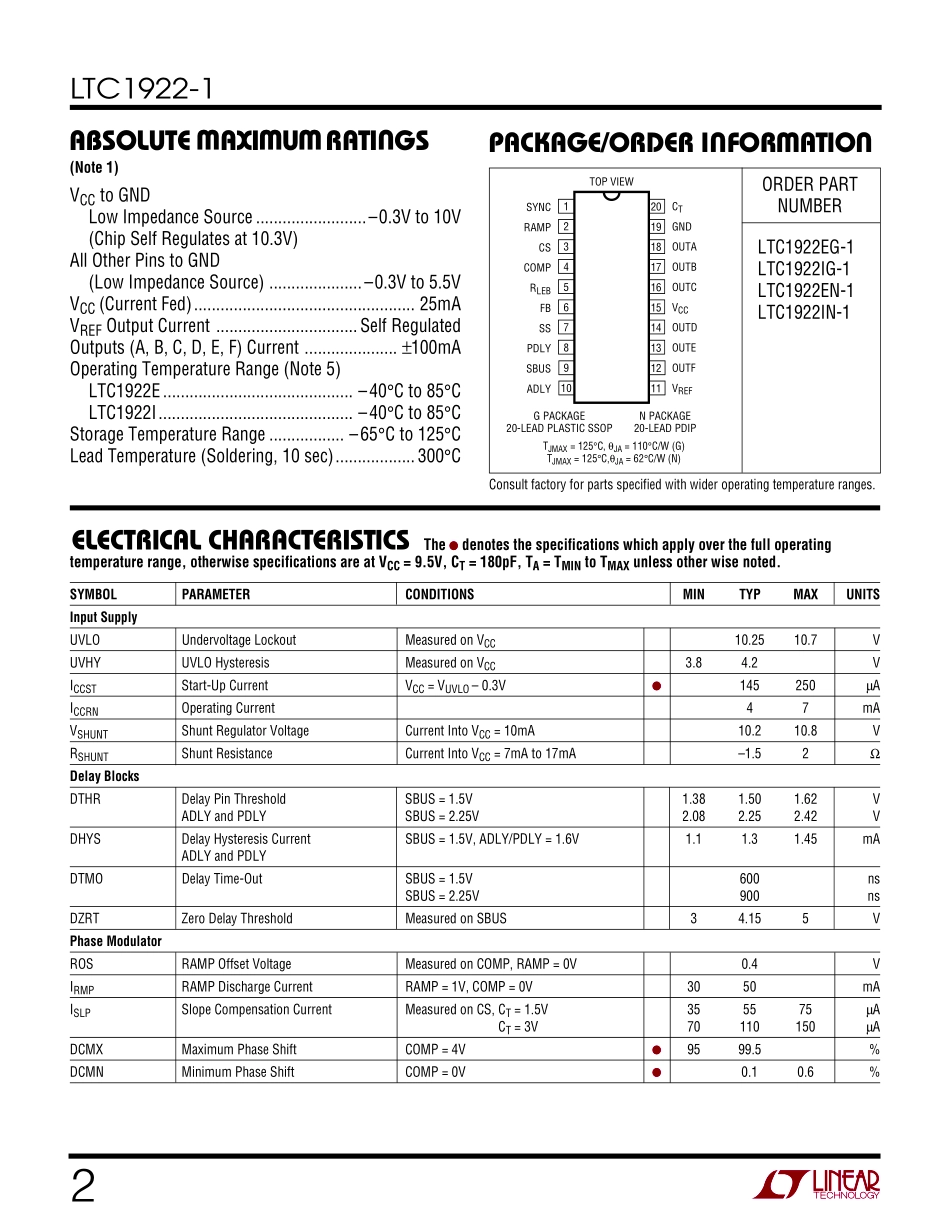 IC封装资料_电源管理芯片_LTC1922EG-1_TRPBF.pdf_第2页