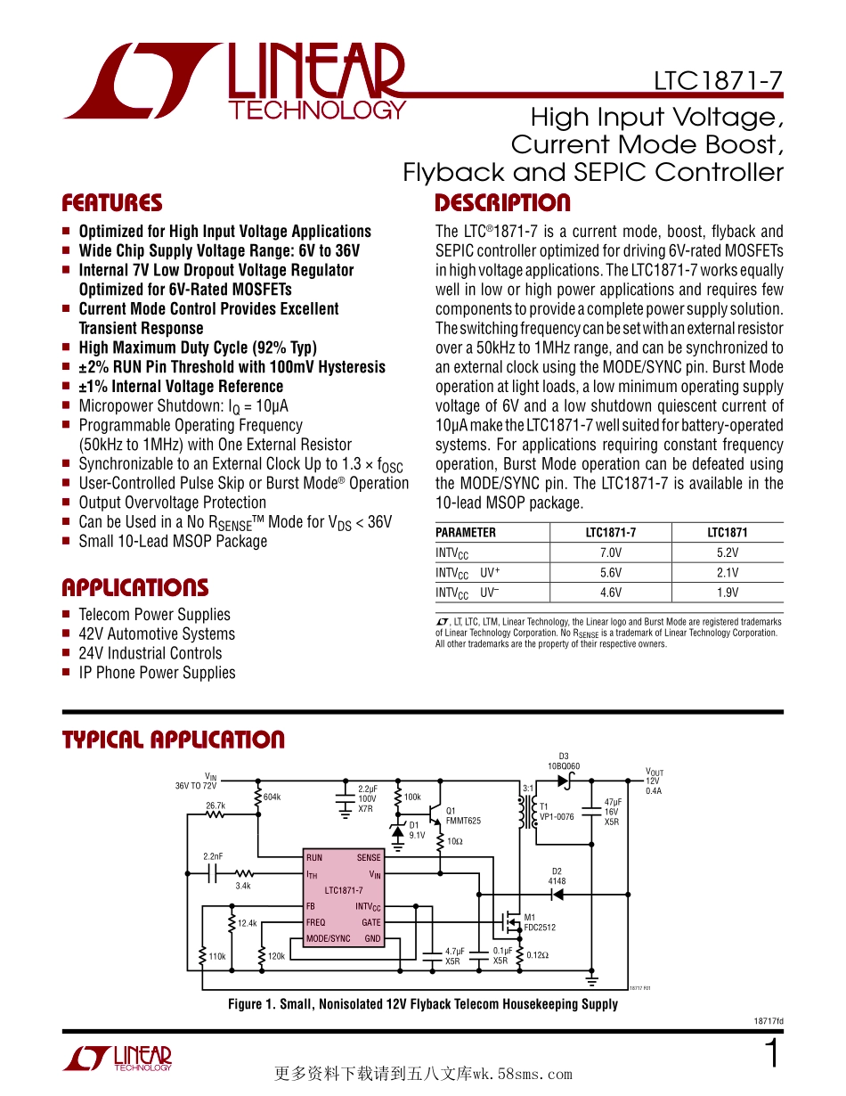 IC封装资料_电源管理芯片_LTC1871IMS-7_TRPBF.pdf_第1页