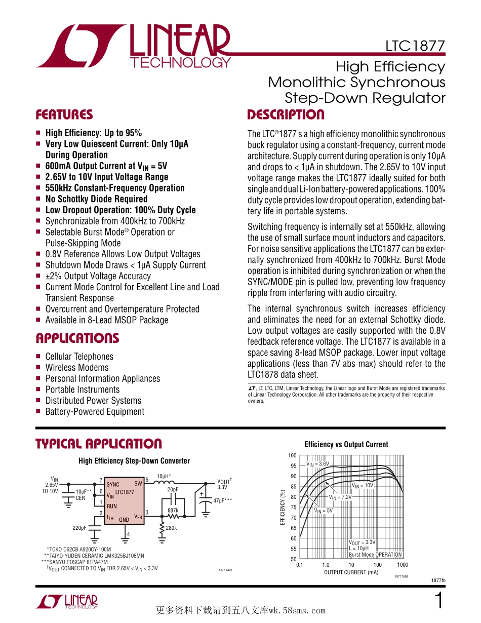 IC封装资料_电源管理芯片_LTC1877EMS8_TRPBF.pdf_第1页