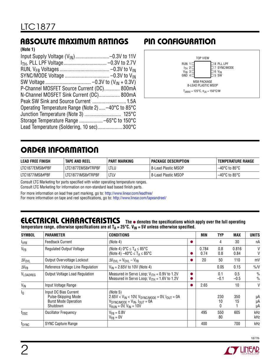 IC封装资料_电源管理芯片_LTC1877EMS8_TRPBF.pdf_第2页