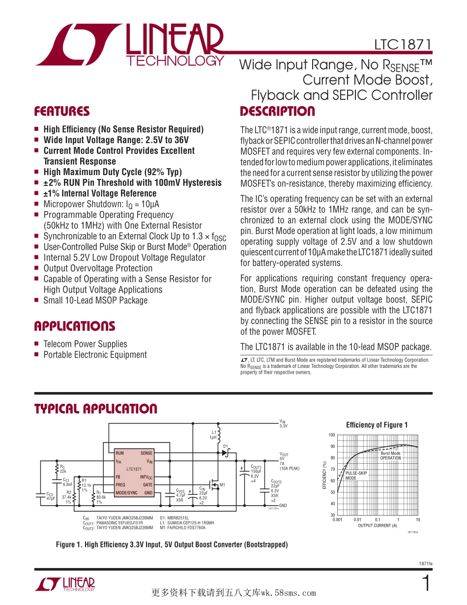 IC封装资料_电源管理芯片_LTC1871IMS_TRPBF.pdf_第1页