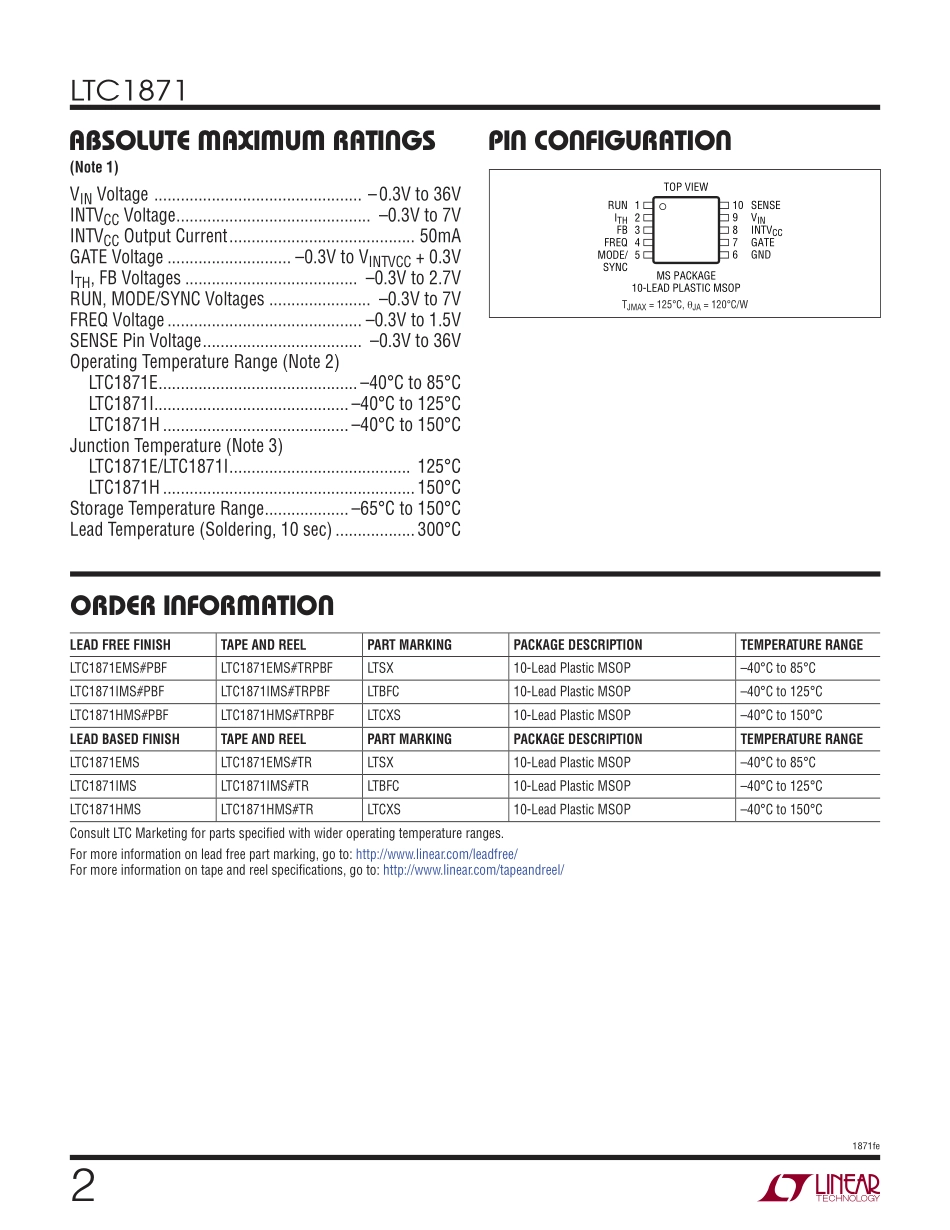 IC封装资料_电源管理芯片_LTC1871EMS_PBF.pdf_第2页