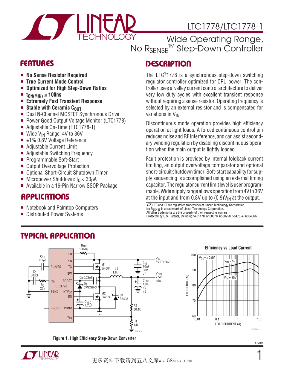 IC封装资料_电源管理芯片_LTC1778EGN-1_PBF.pdf_第1页