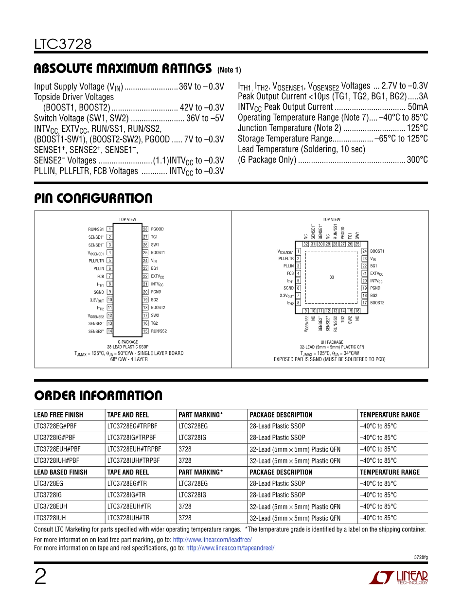 IC封装资料_电源管理芯片_LTC3728EUH_TRPBF.pdf_第2页