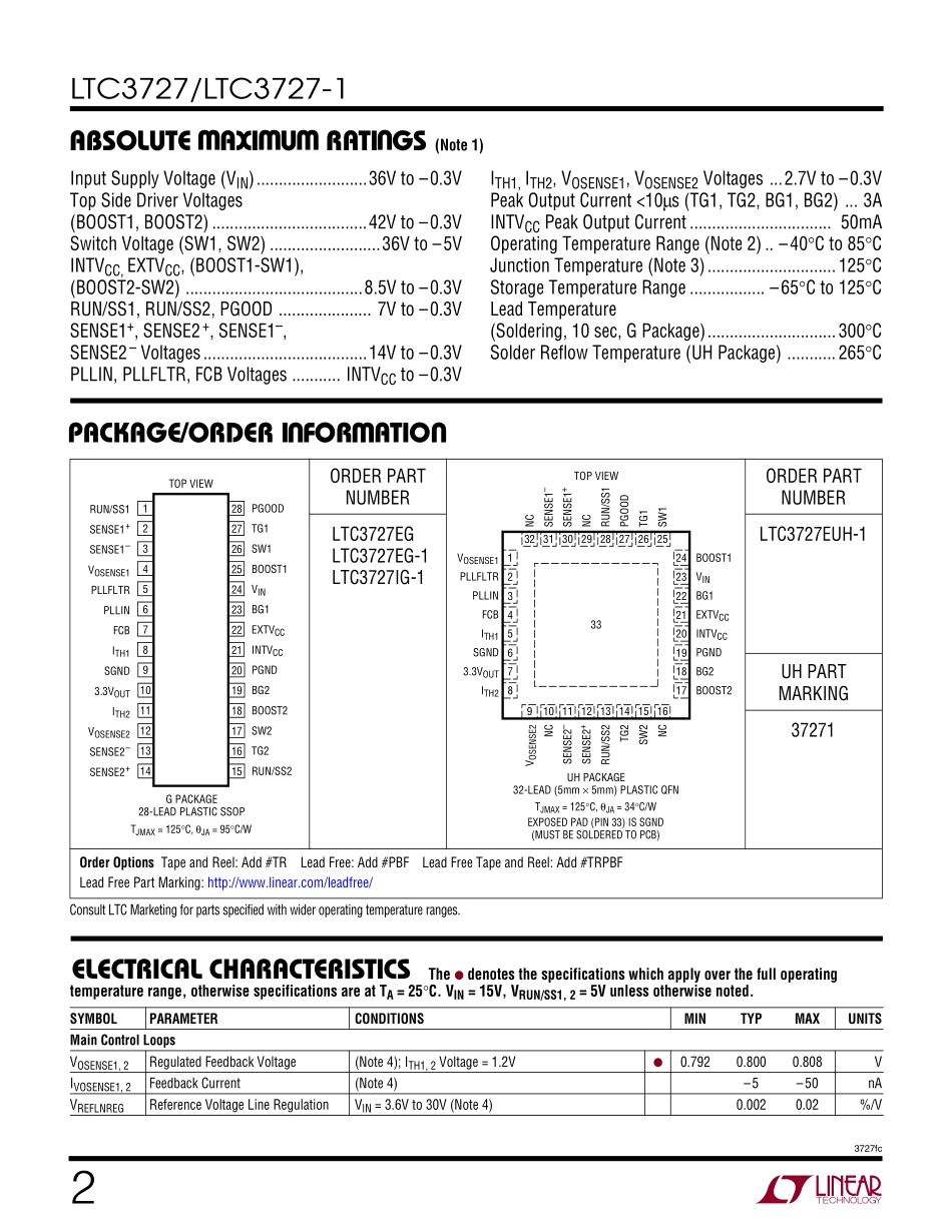 IC封装资料_电源管理芯片_LTC3727EG_TRPBF.pdf_第2页