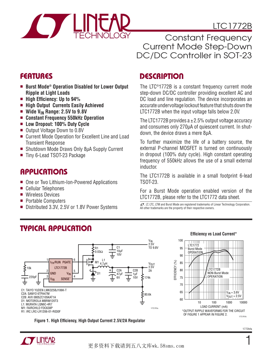 IC封装资料_电源管理芯片_LTC1772BES6_TRMPBF.pdf_第1页