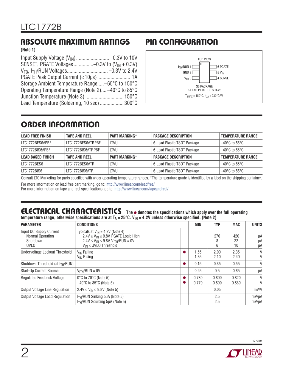 IC封装资料_电源管理芯片_LTC1772BES6_TRMPBF.pdf_第2页