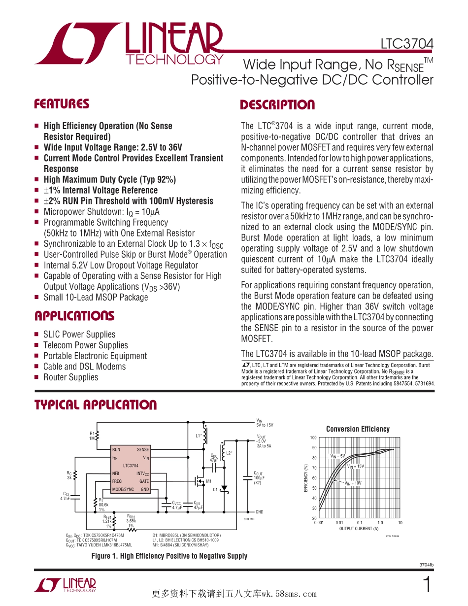 IC封装资料_电源管理芯片_LTC3704EMS_TRPBF.pdf_第1页