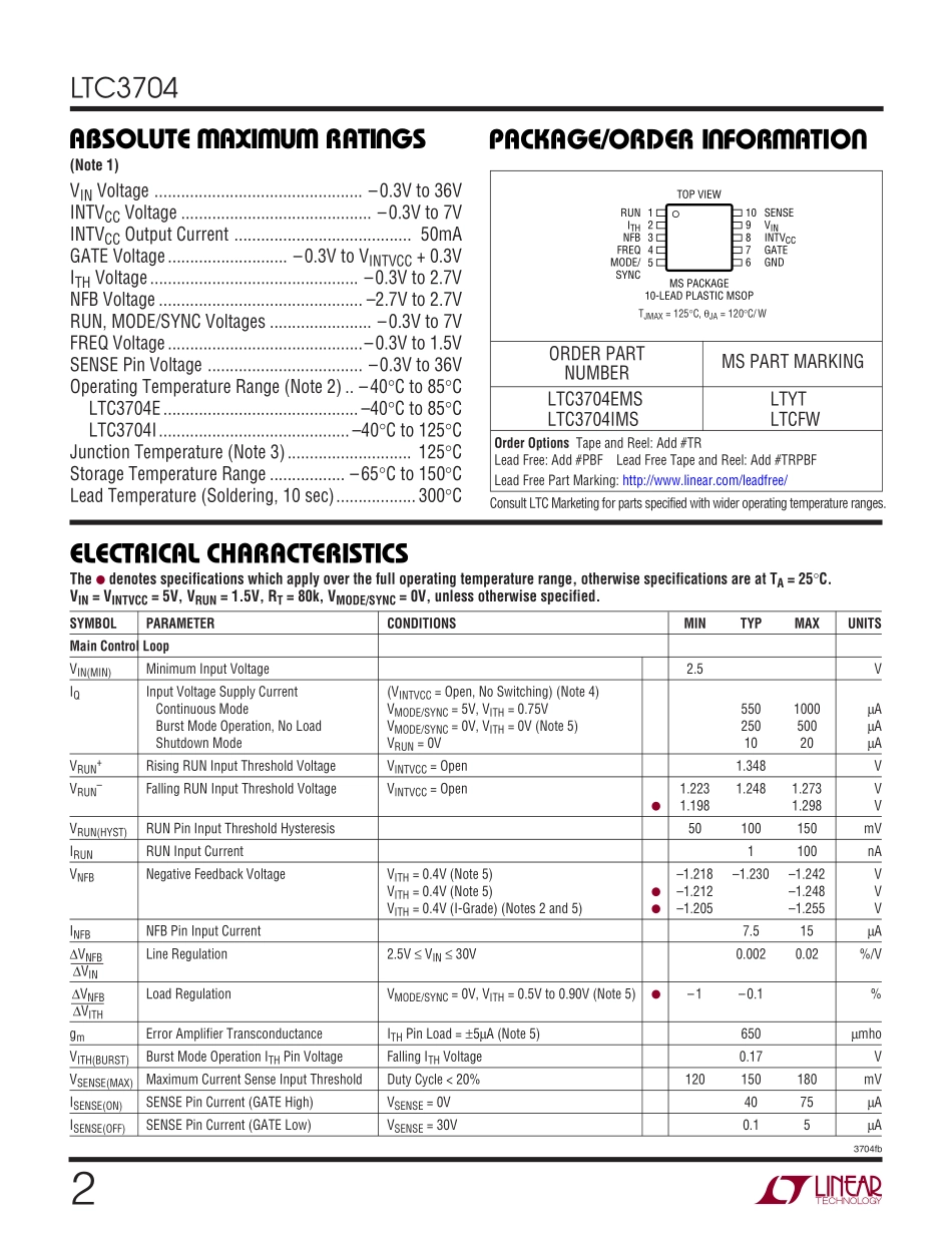 IC封装资料_电源管理芯片_LTC3704EMS_TRPBF.pdf_第2页