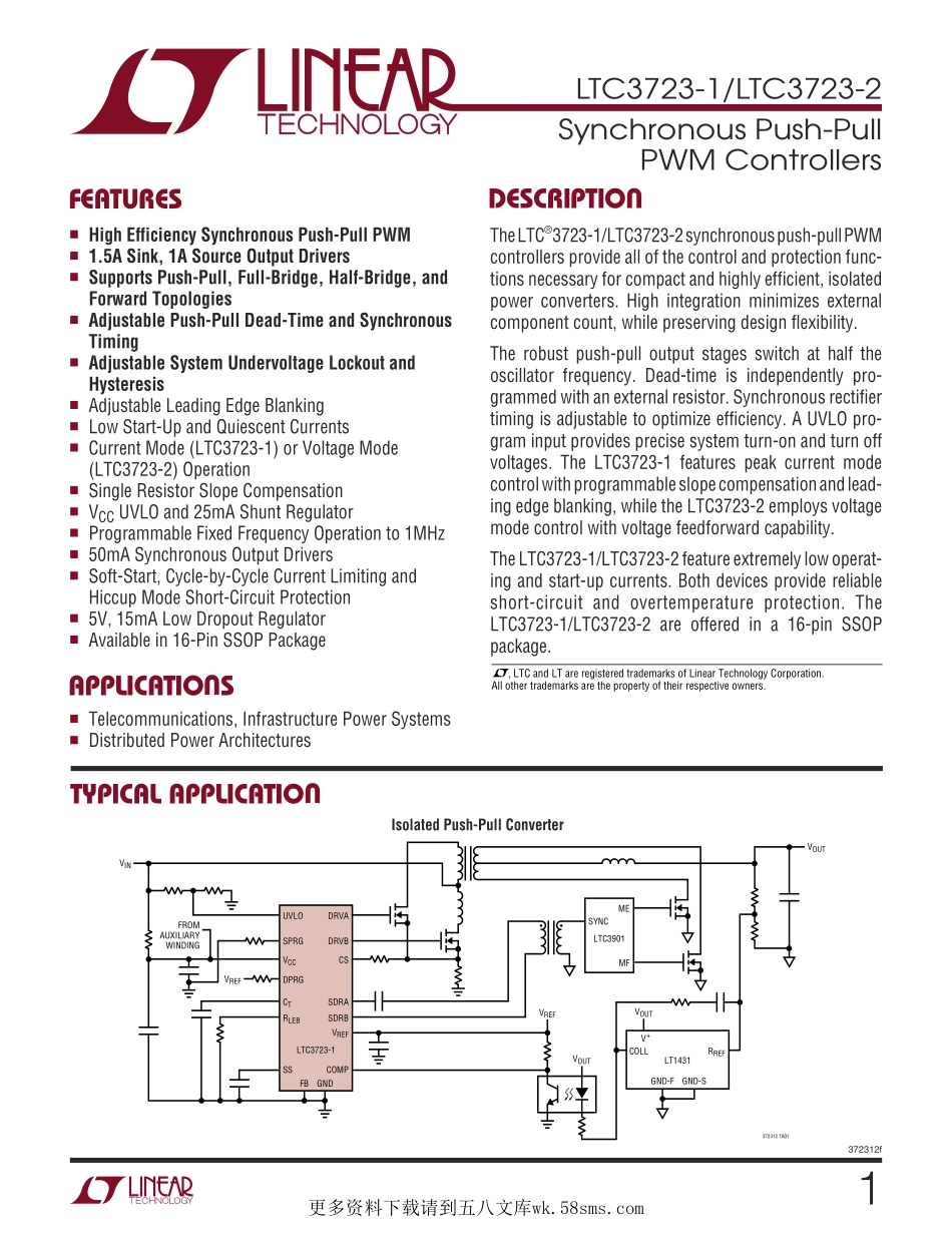 IC封装资料_电源管理芯片_LTC3723EGN-2_PBF.pdf_第1页