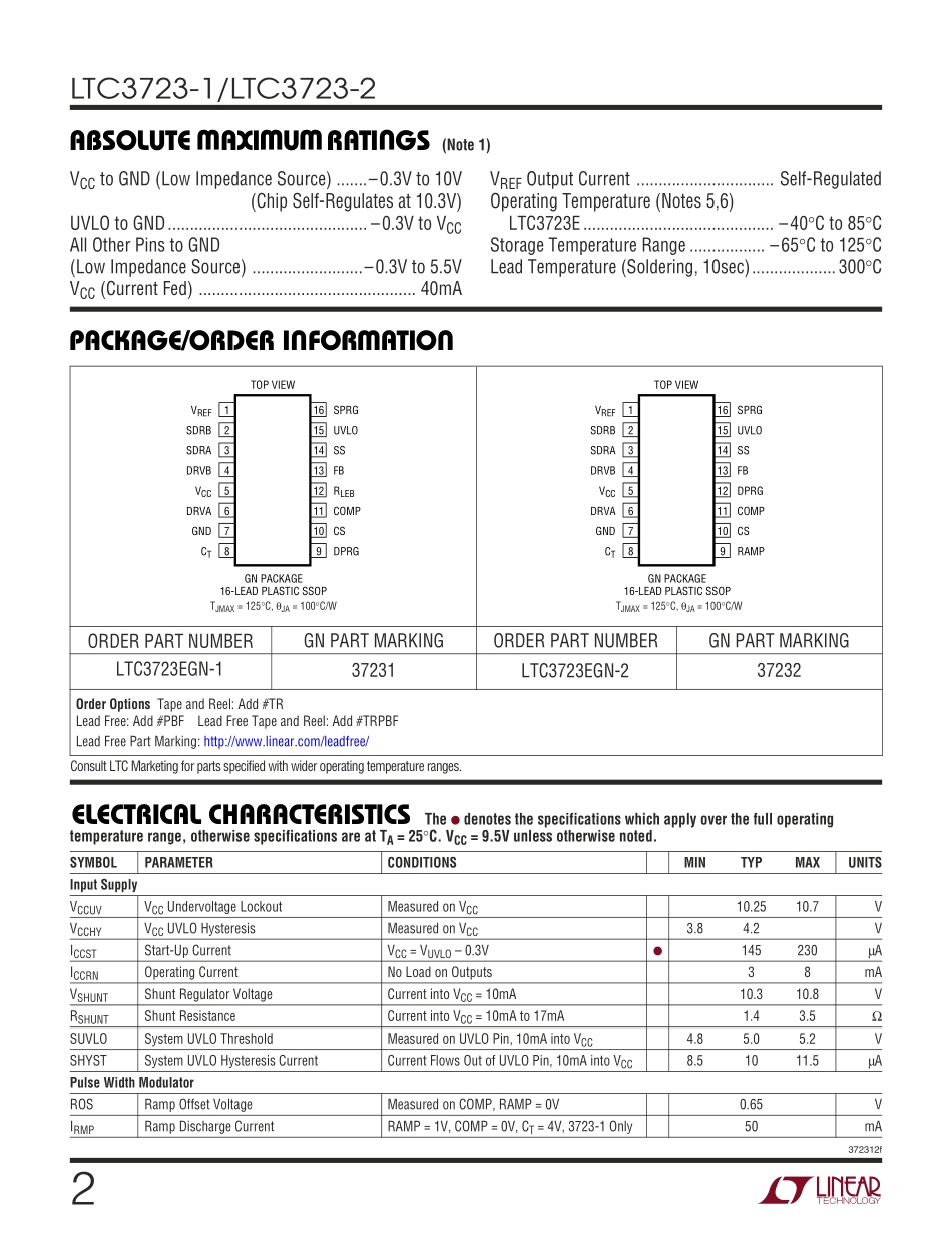 IC封装资料_电源管理芯片_LTC3723EGN-2_PBF.pdf_第2页