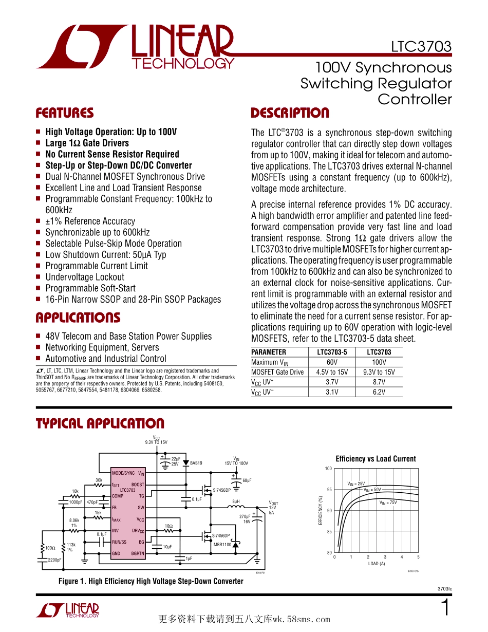 IC封装资料_电源管理芯片_LTC3703IGN_TRPBF.pdf_第1页