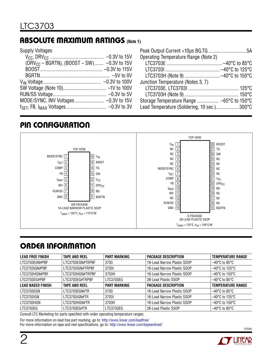 IC封装资料_电源管理芯片_LTC3703IGN_TRPBF.pdf_第2页