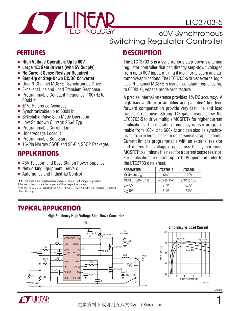 IC封装资料_电源管理芯片_LTC3703IGN-5_TRPBF.pdf_第1页