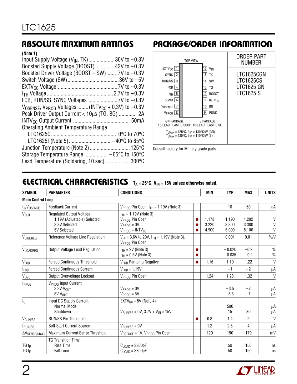 IC封装资料_电源管理芯片_LTC1625CGN_TRPBF.pdf_第2页