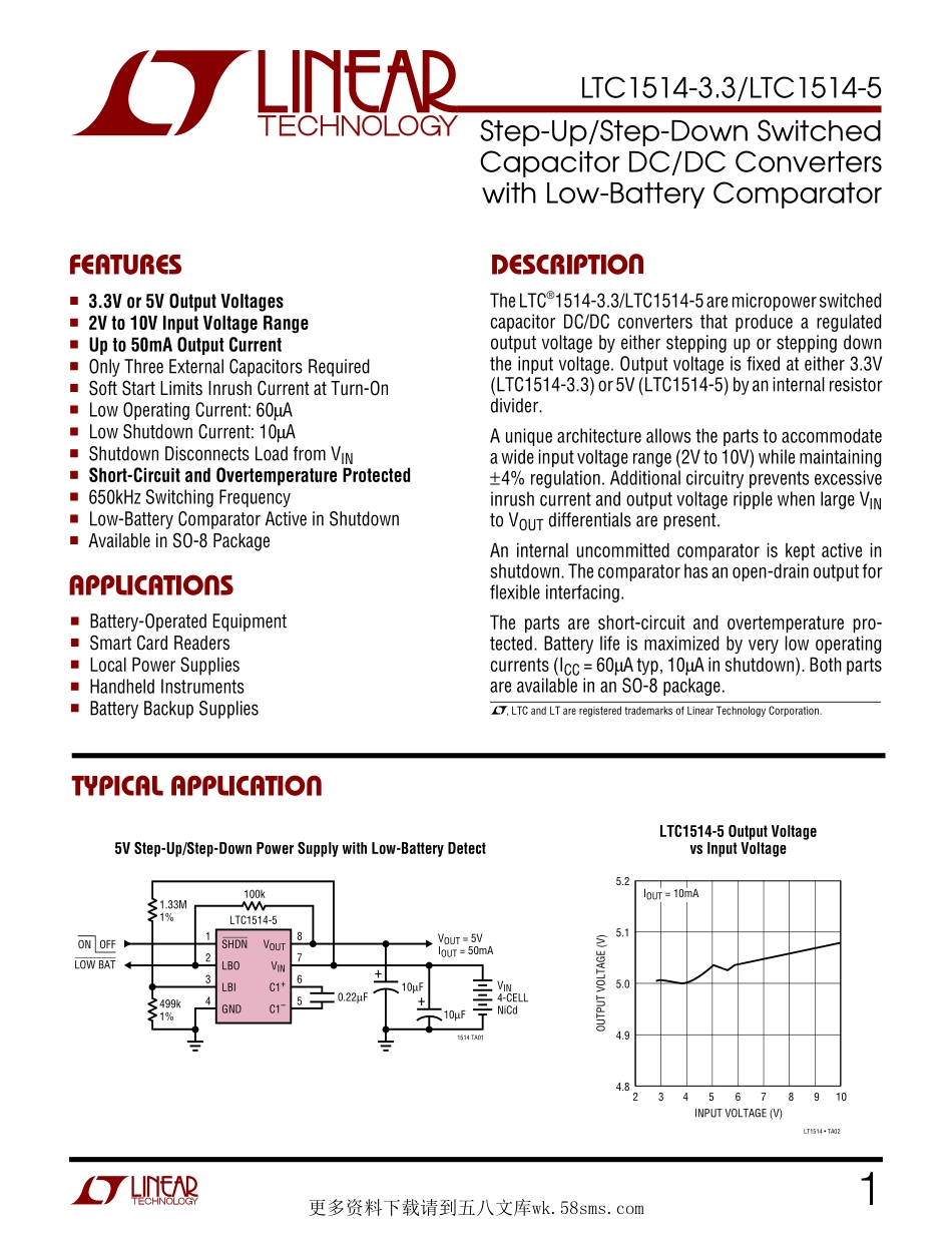 IC封装资料_电源管理芯片_LTC1514CS8-5_TRPBF.pdf_第1页