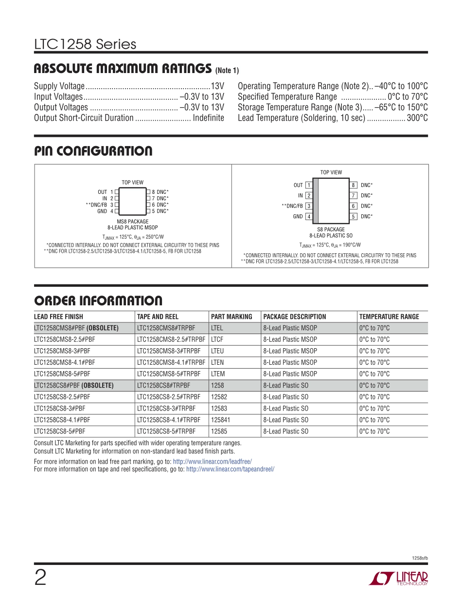 IC封装资料_电源管理芯片_LTC1258CMS8-2.5_TRPBF.pdf_第2页