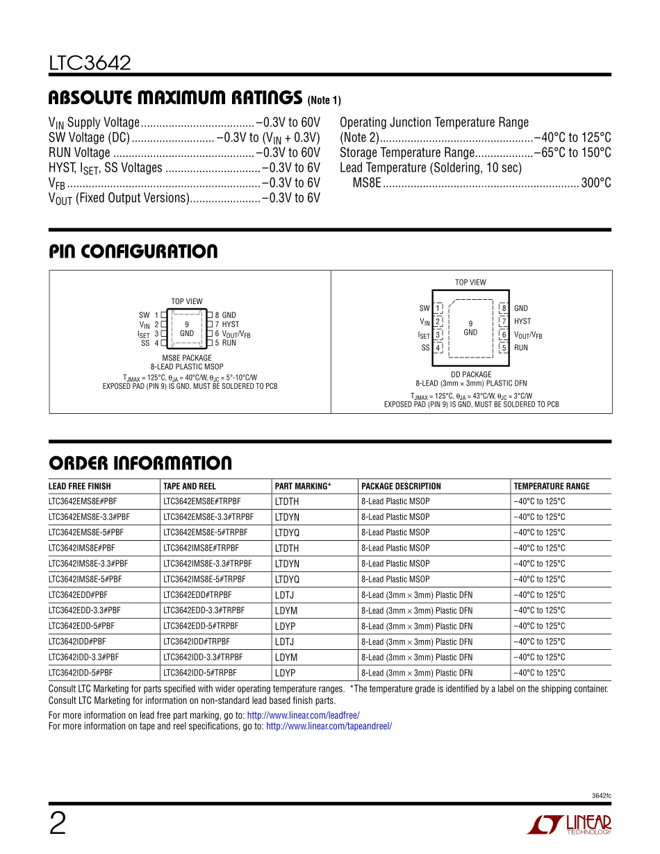 IC封装资料_电源管理芯片_LTC3642EDD-3.3_TRPBF.pdf_第2页